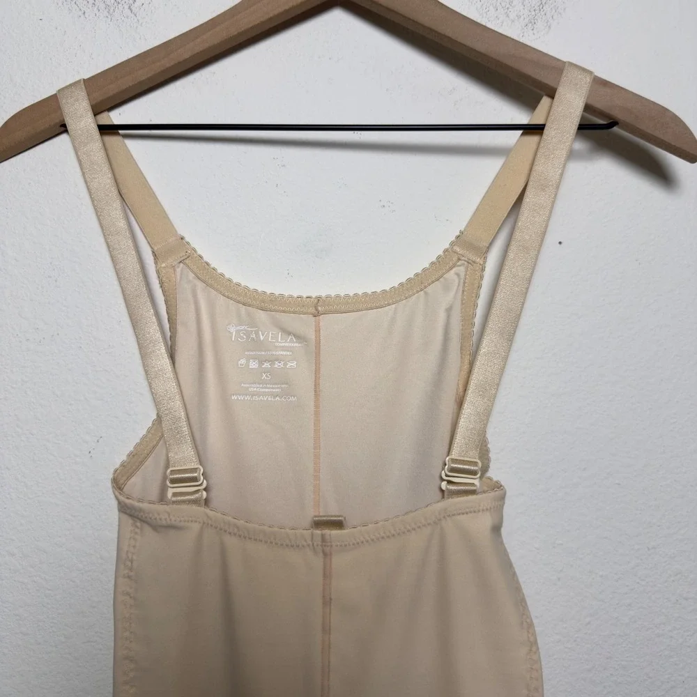 Isavela Women Shapewear XS Beige Post-Surgical Compression Faja Lace Trim